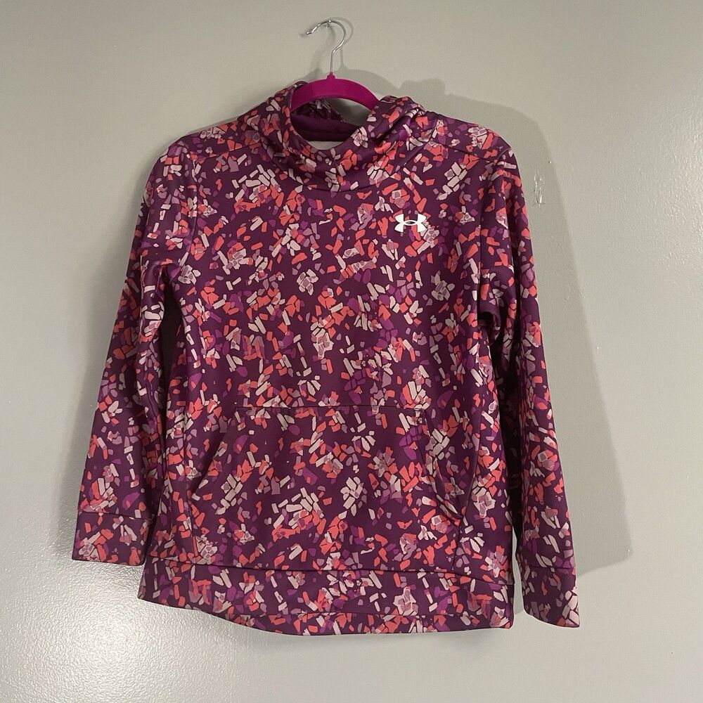 Youth Girls Under Armour Hoodie Pink Purple Confetti Y Large